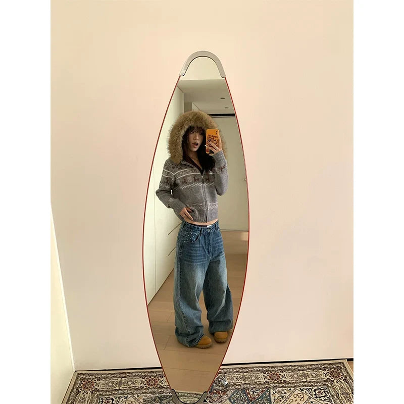 BADMUSE Star Print Washed Wide-Leg Jeans