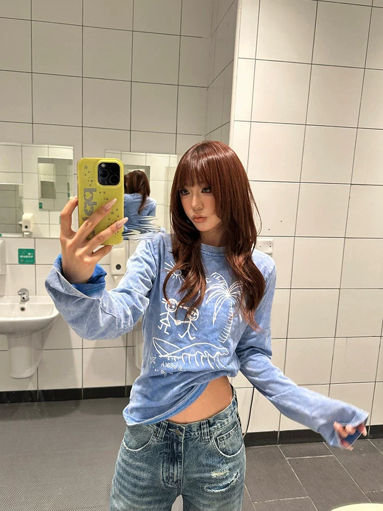 BADMUSE Washed Vintage Long-Sleeve Tee