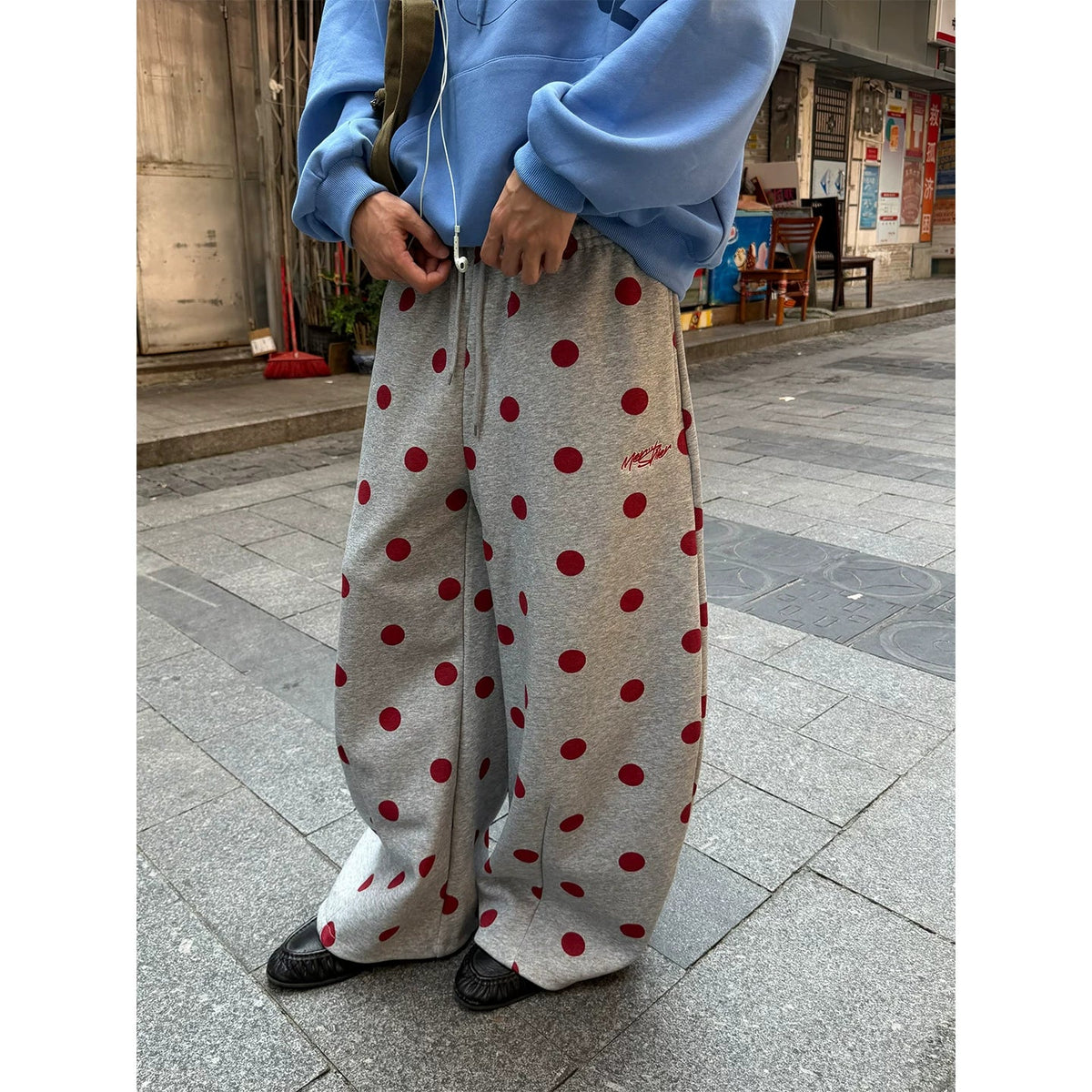 BADMUSE Polka Dot Embroidered Sweatpants