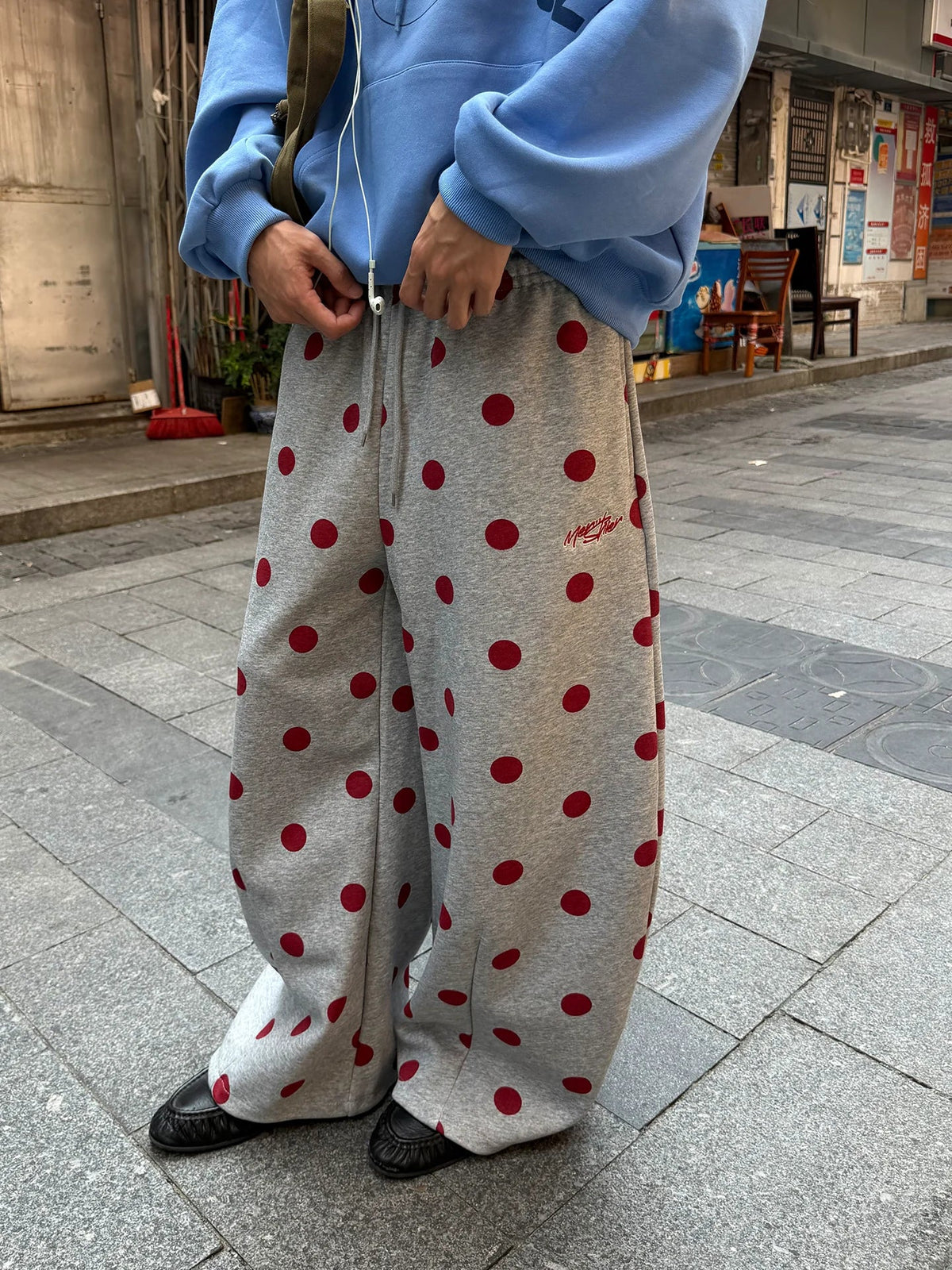 BADMUSE Polka Dot Embroidered Sweatpants