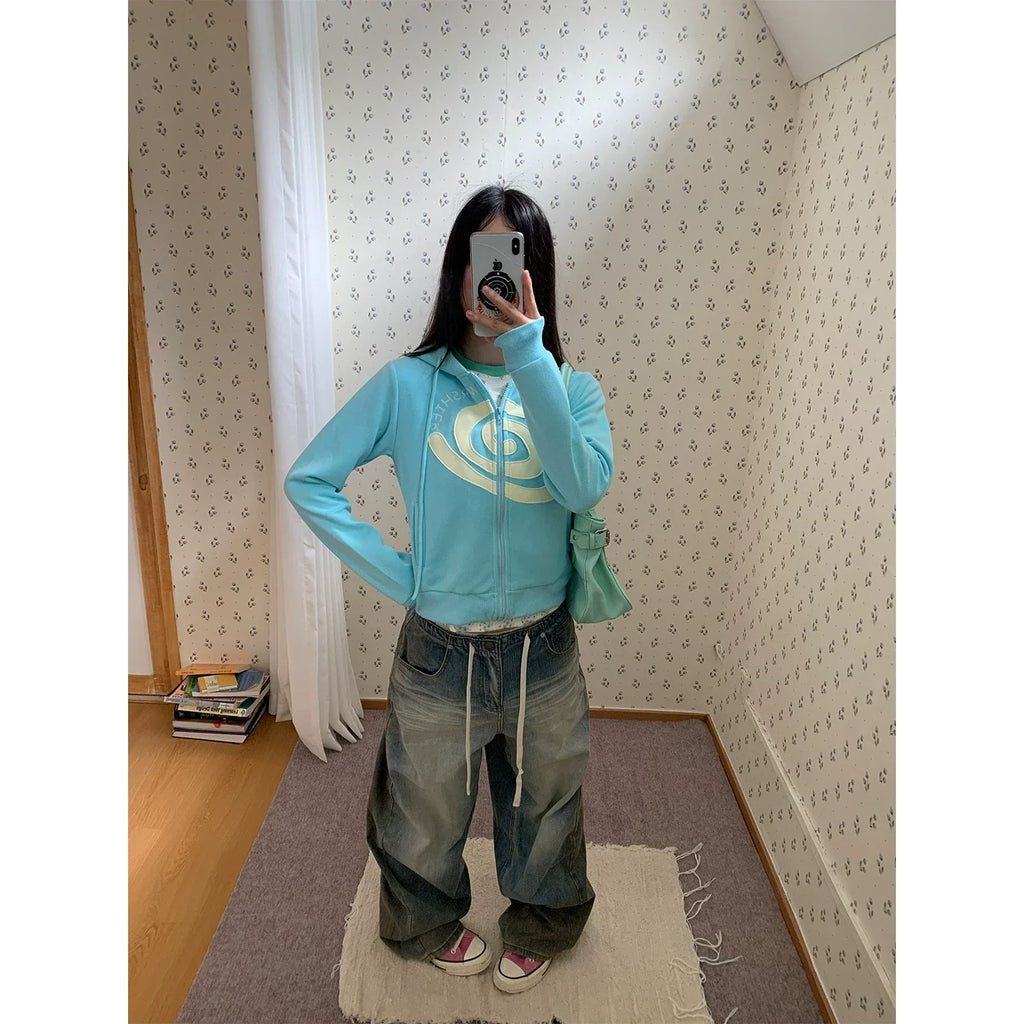 BADMUSE Swirl Patchwork Zip Hoodie
