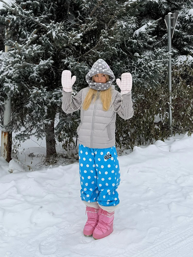 BADMUSE Quilted Dot Patchwork Pants