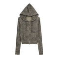 BADMUSE Leopard Cropped Zip-Up Hoodie