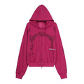 BADMUSE Waffle Graphic Zip-Up Hoodie