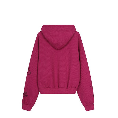 BADMUSE Waffle Graphic Zip-Up Hoodie