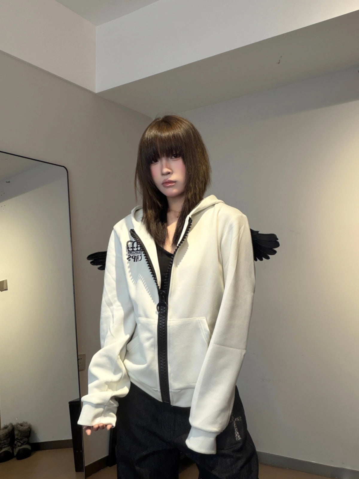 BADMUSE Angel Wing Zip-Up Hoodie