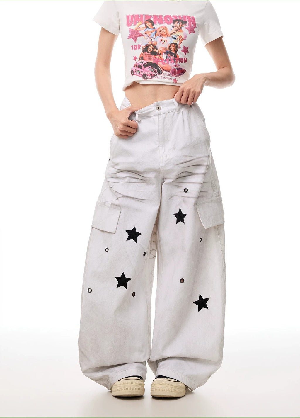 BADMUSE Y2K- Star Patch Cargo Pants