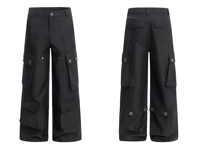 'Insect Bites' Textured Cannonball Pleated Pocket Wide-leg