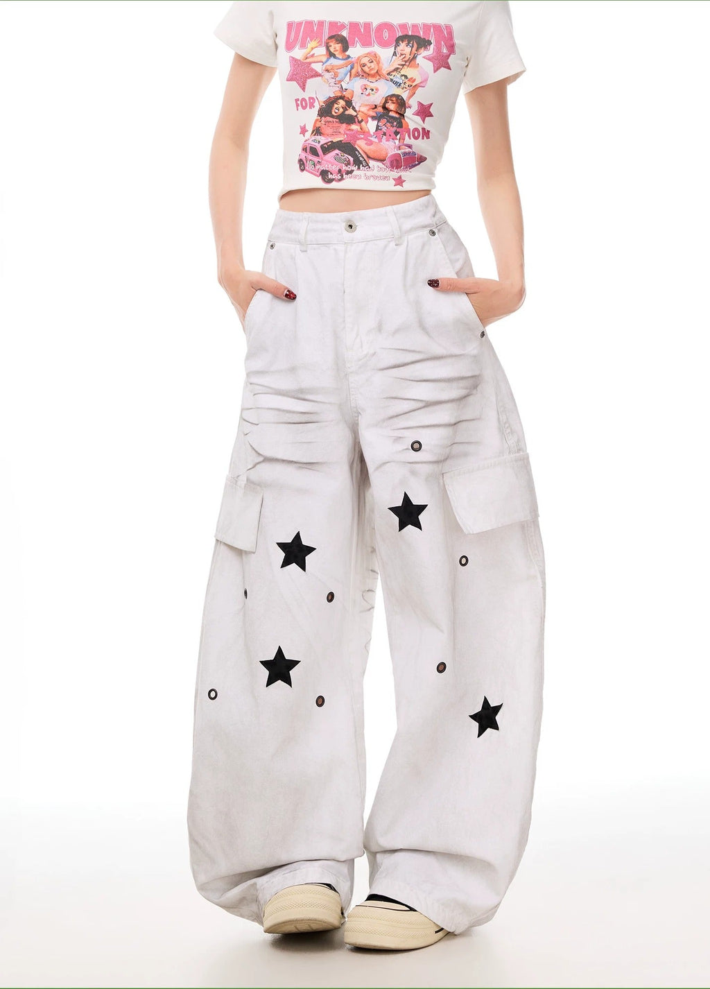BADMUSE Y2K- Star Patch Cargo Pants