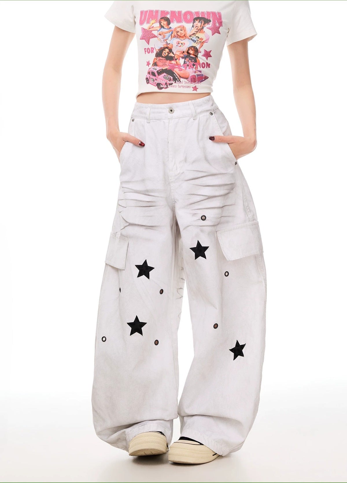 BADMUSE Y2K- Star Patch Cargo Pants