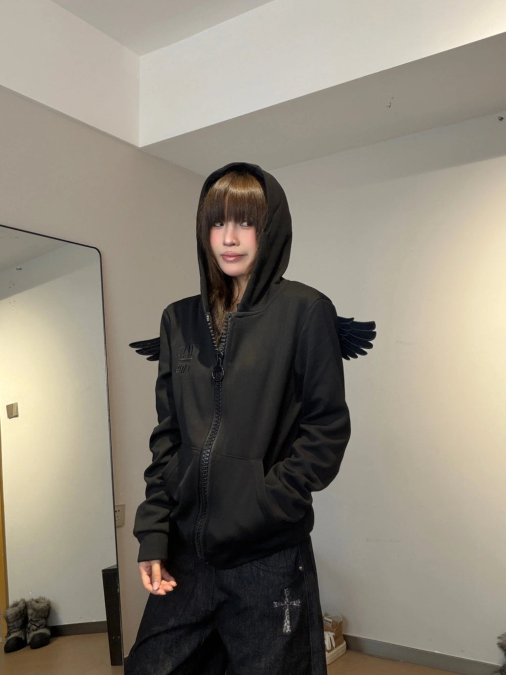 BADMUSE Angel Wing Zip-Up Hoodie