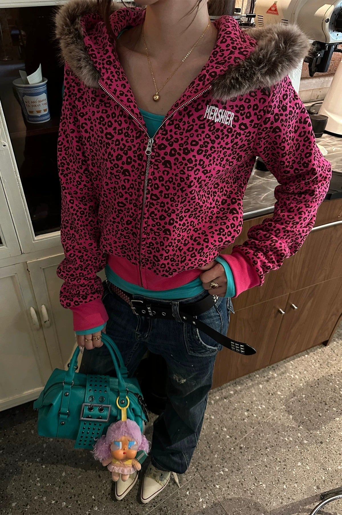 BADMUSE Leopard Fur Hoodie