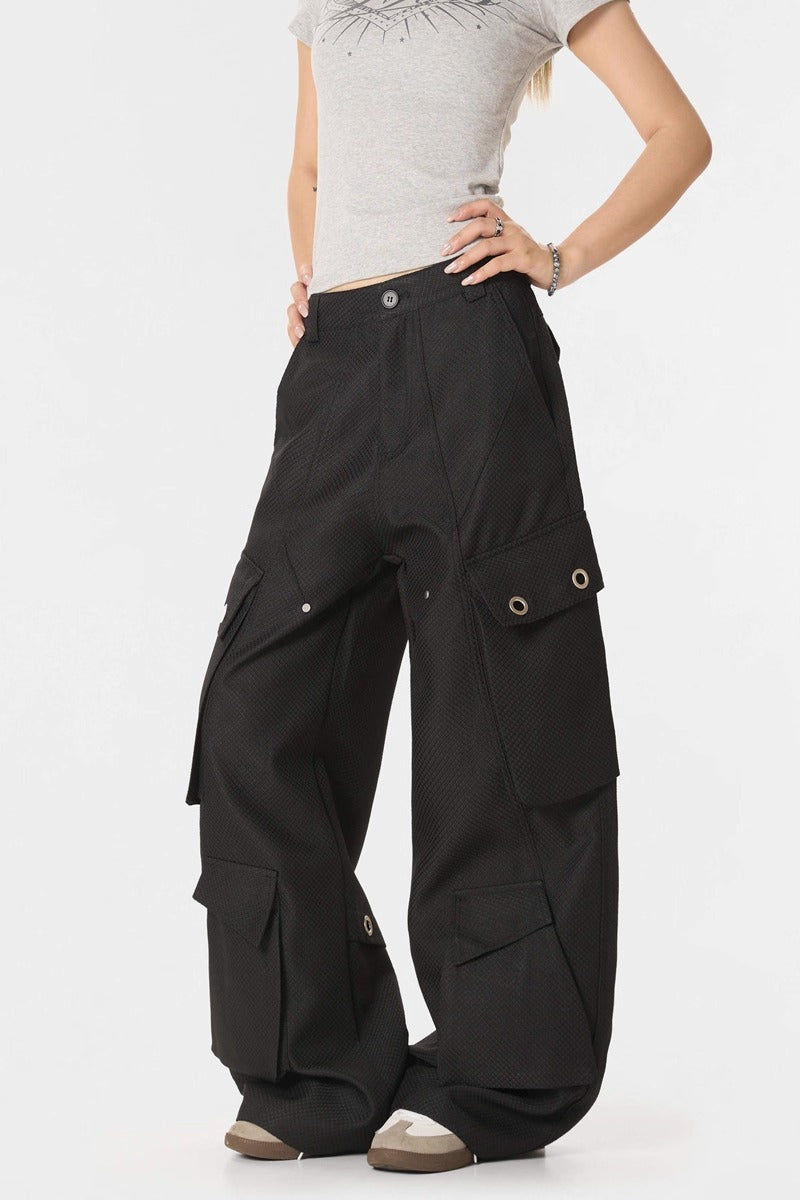 'Insect Bites' Textured Cannonball Pleated Pocket Wide-leg