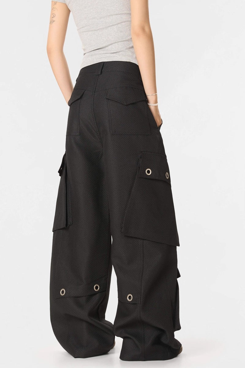 'Insect Bites' Textured Cannonball Pleated Pocket Wide-leg