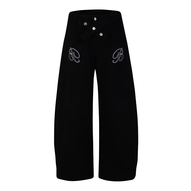 BADMUSE Wing Embroidery Wide-Leg Pants