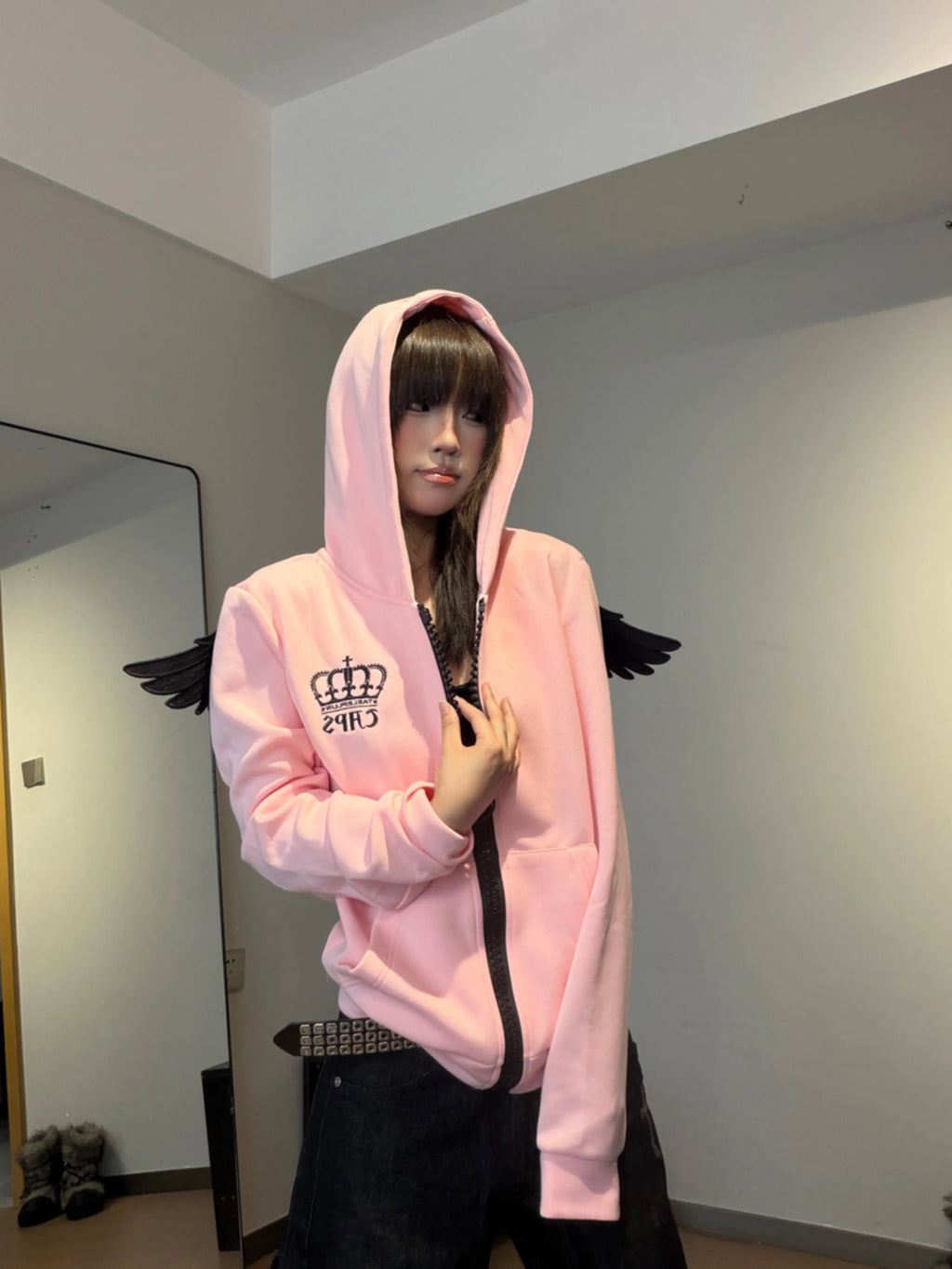 BADMUSE Angel Wing Zip-Up Hoodie