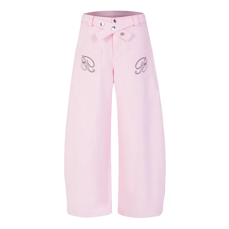 BADMUSE Wing Embroidery Wide-Leg Pants