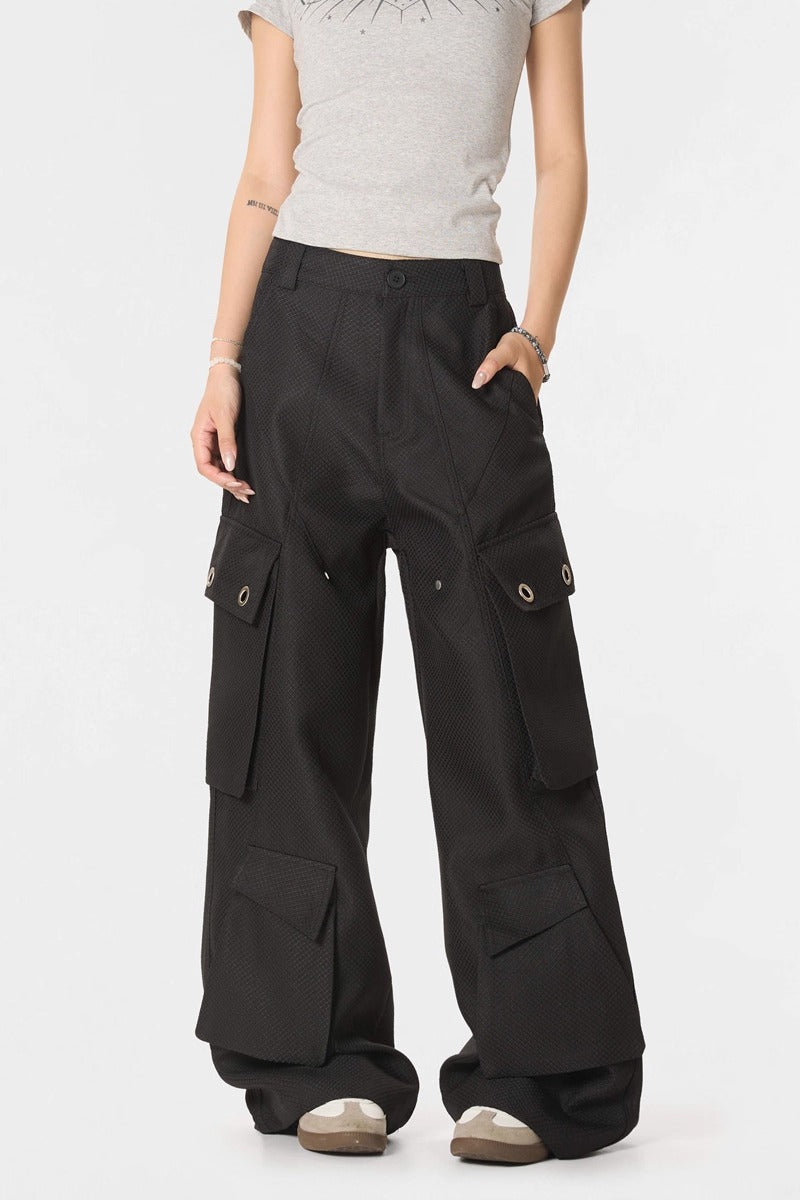 'Insect Bites' Textured Cannonball Pleated Pocket Wide-leg