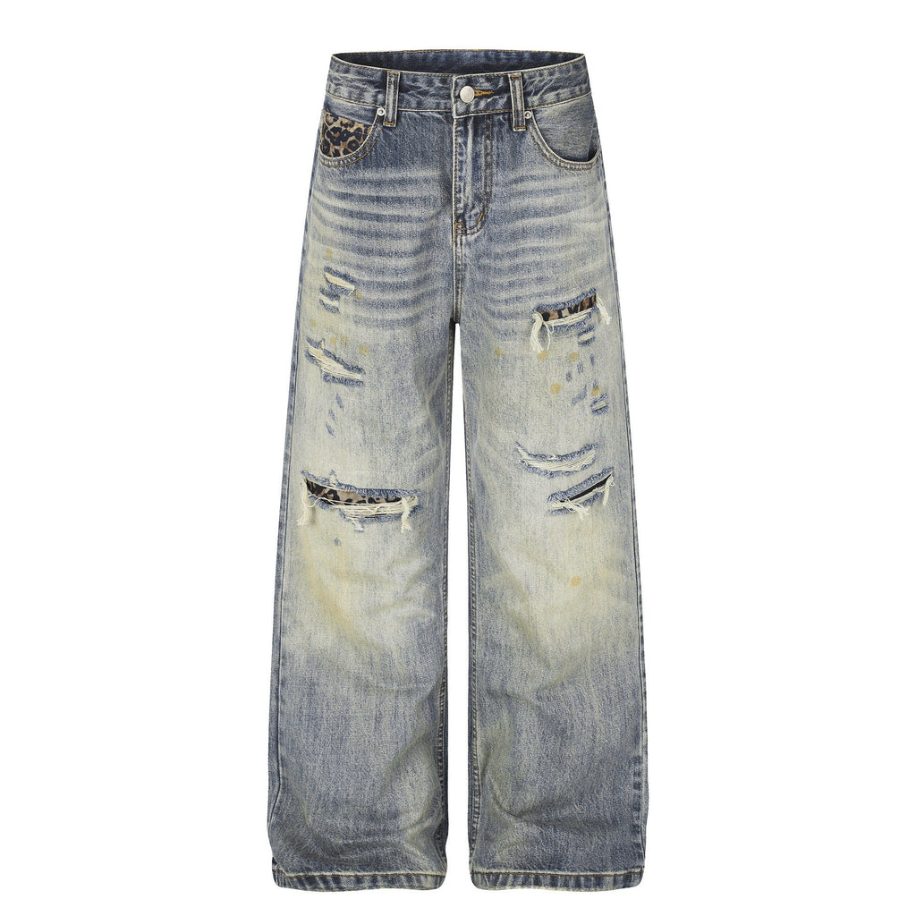 BADMUSE VINTAGE LEOPARD PATCHWORK JEANS