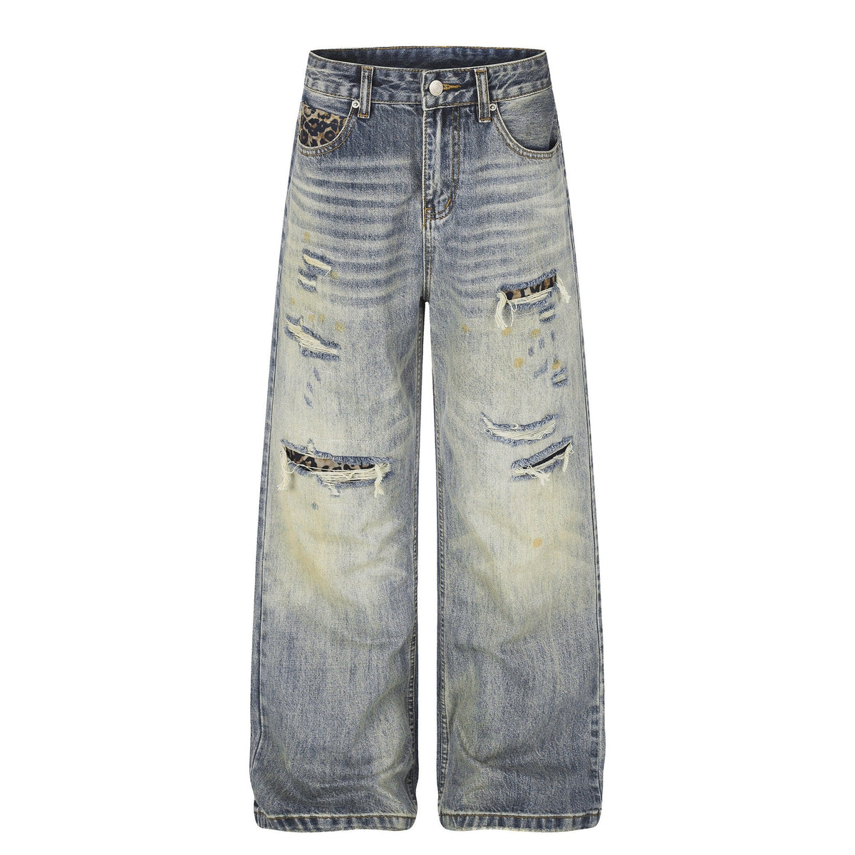 BADMUSE VINTAGE LEOPARD PATCHWORK JEANS