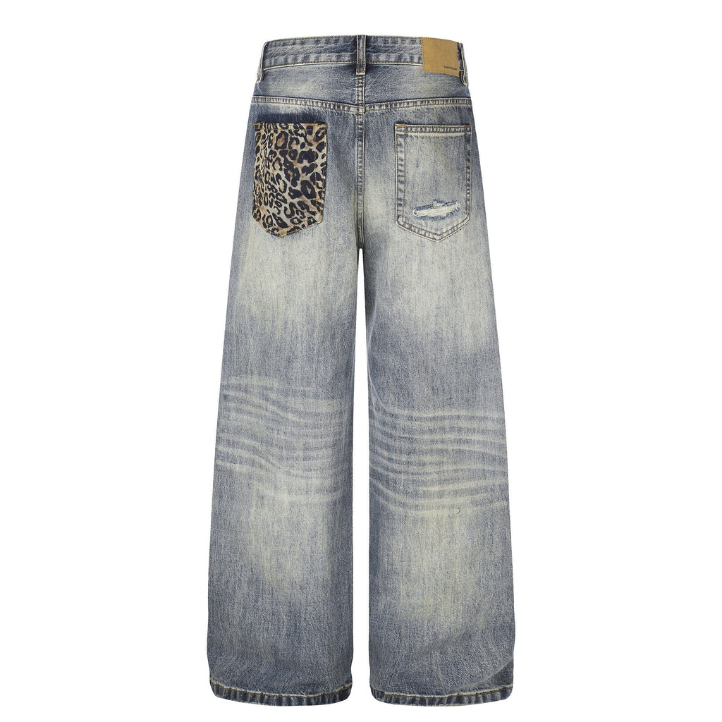 BADMUSE VINTAGE LEOPARD PATCHWORK JEANS