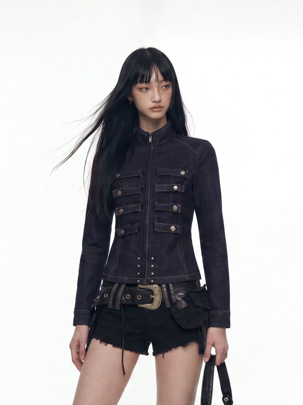 BADMUSE Napoleon Cropped Denim Jacket