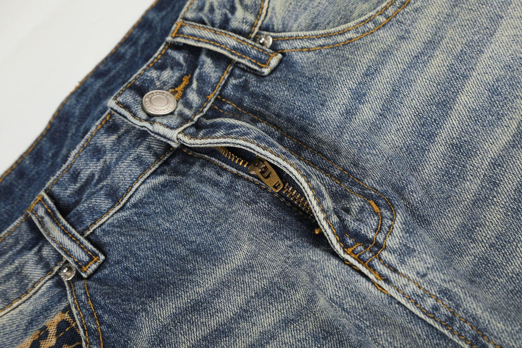 BADMUSE VINTAGE LEOPARD PATCHWORK JEANS