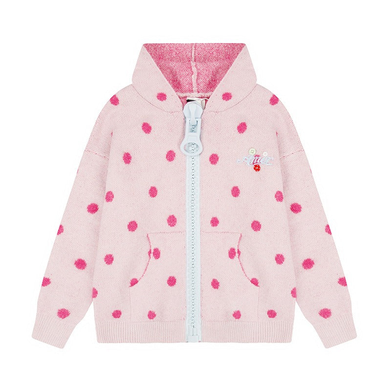 BADMUSE Polka Dot Big Zipper Hoodie Cardigan