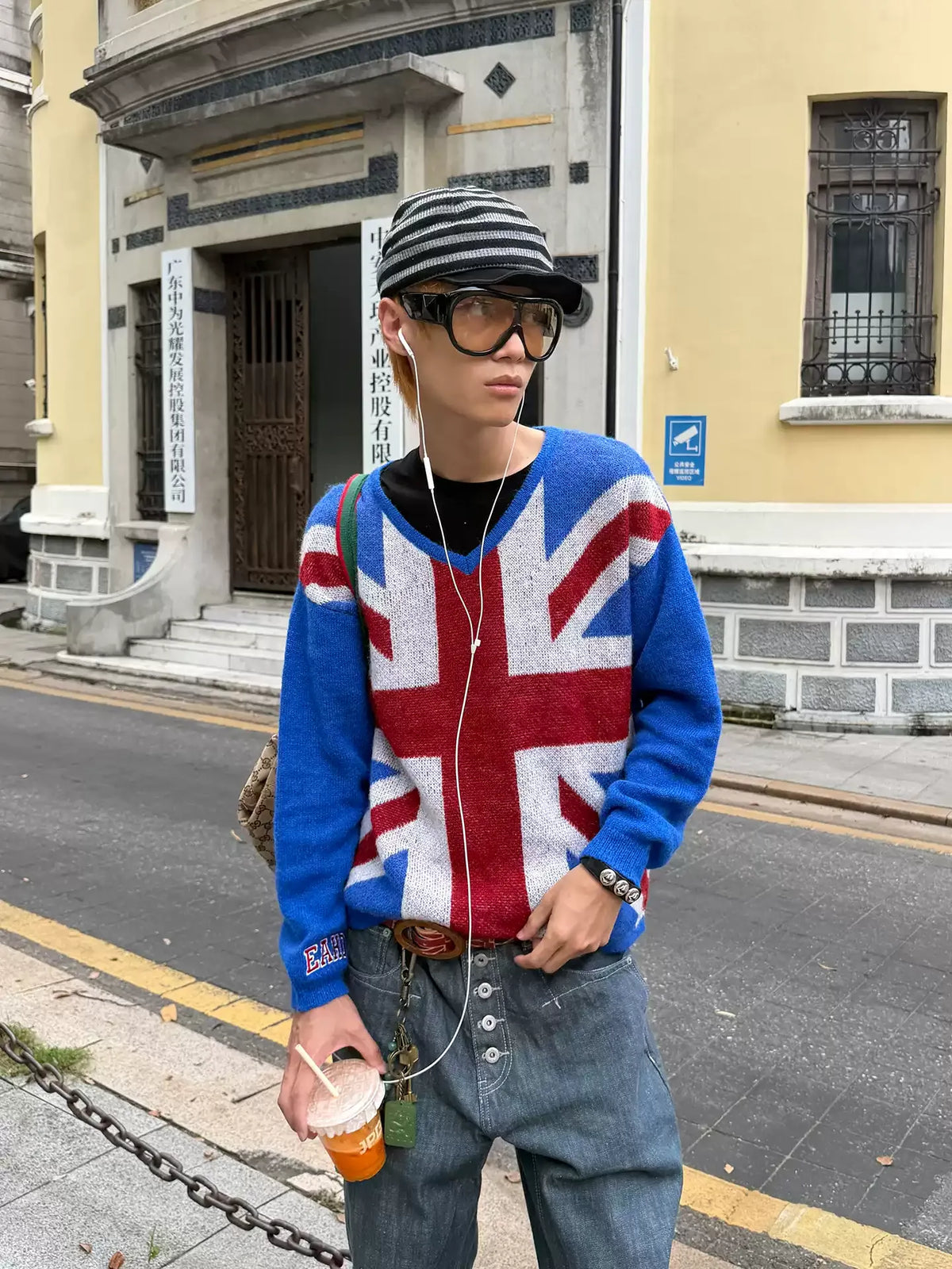 BADMUSE British Flag Knit Sweater