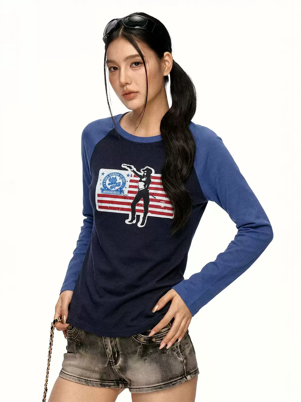 BADMUSE Flag Raglan Long Sleeve Tee