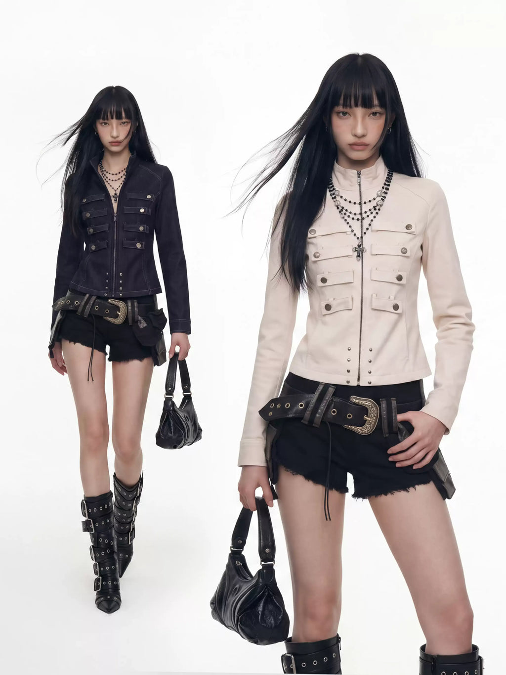 BADMUSE Napoleon Cropped Denim Jacket