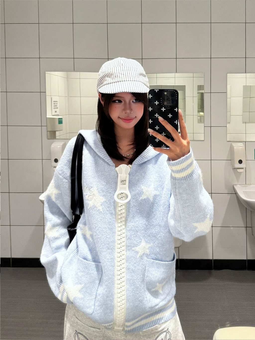 BADMUSE Vintage Star Zip-Up Hoodie Cardigan