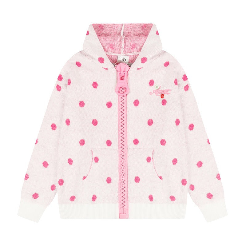 BADMUSE Polka Dot Big Zipper Hoodie Cardigan