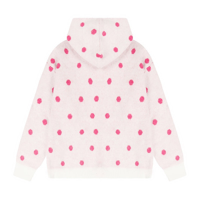 BADMUSE Polka Dot Big Zipper Hoodie Cardigan