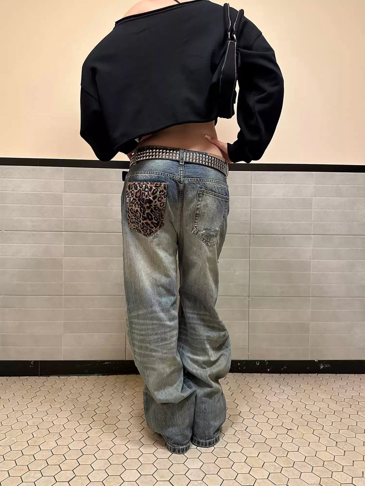 BADMUSE VINTAGE LEOPARD PATCHWORK JEANS