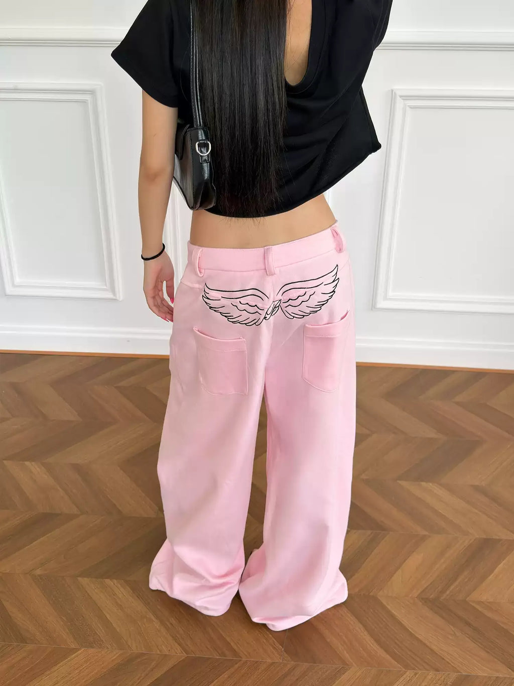 BADMUSE Wing Embroidery Wide-Leg Pants