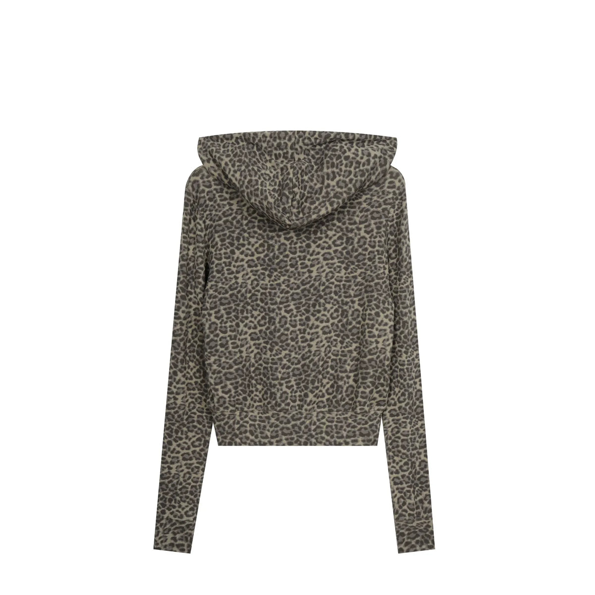 BADMUSE Leopard Cropped Zip-Up Hoodie