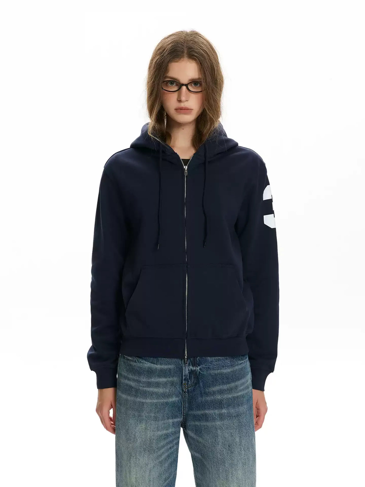 Vintage Flag Graphic Zip-Up Hoodie