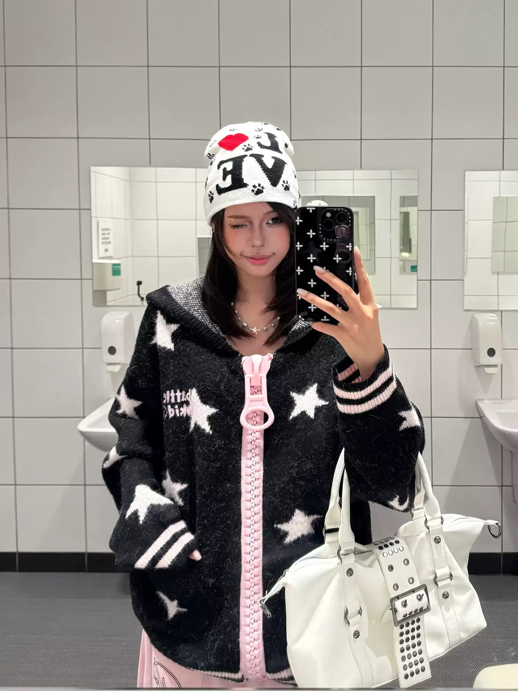 BADMUSE Vintage Star Zip-Up Hoodie Cardigan